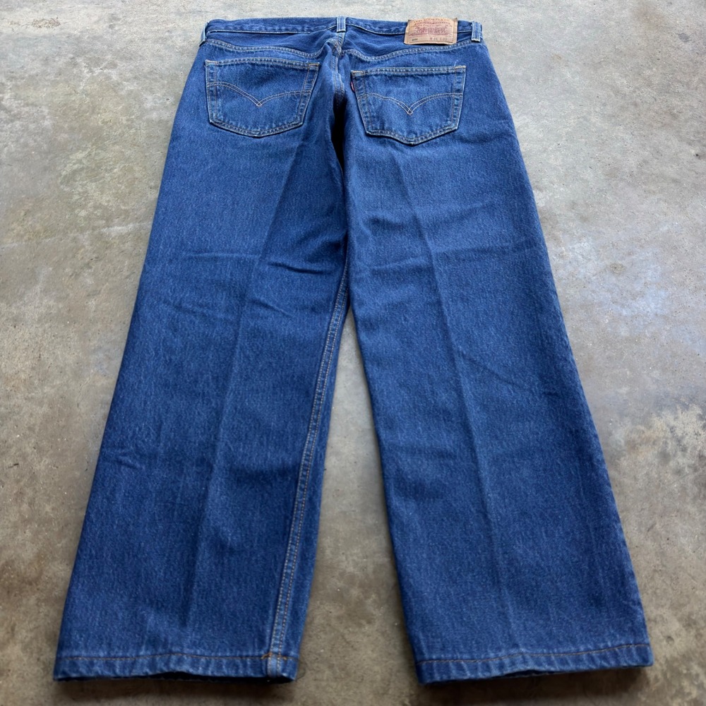 Vintage 90s Levis 501 XX Straight Leg Dark Wash Button Fly Jeans Blue 34x30 (k4)